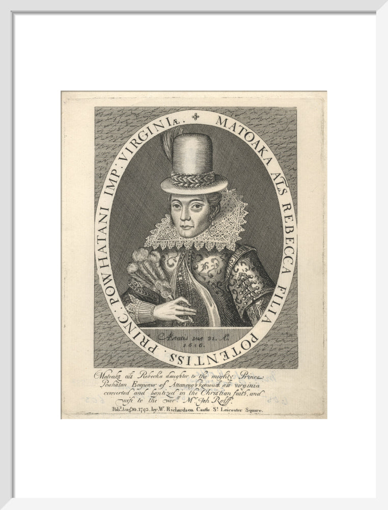 Pocahontas portrait print (art print, medium, white frame)