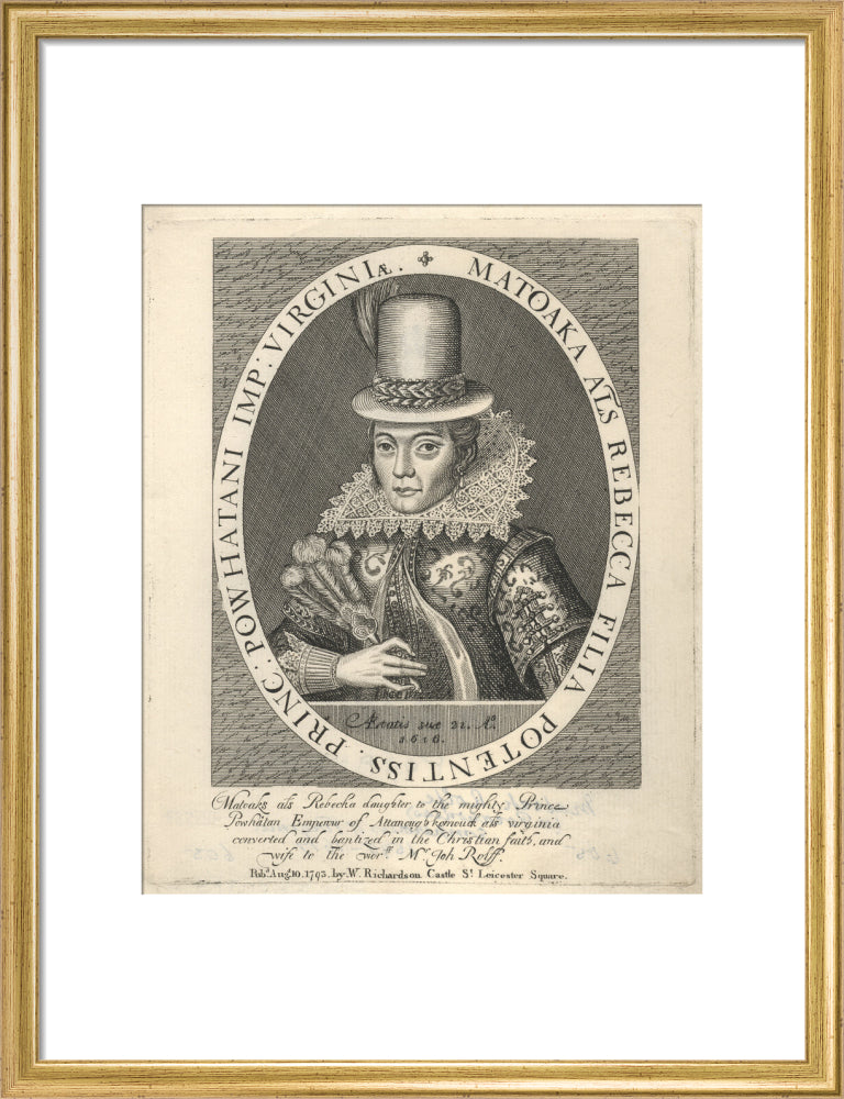 Pocahontas portrait print (art print, medium, gold frame)