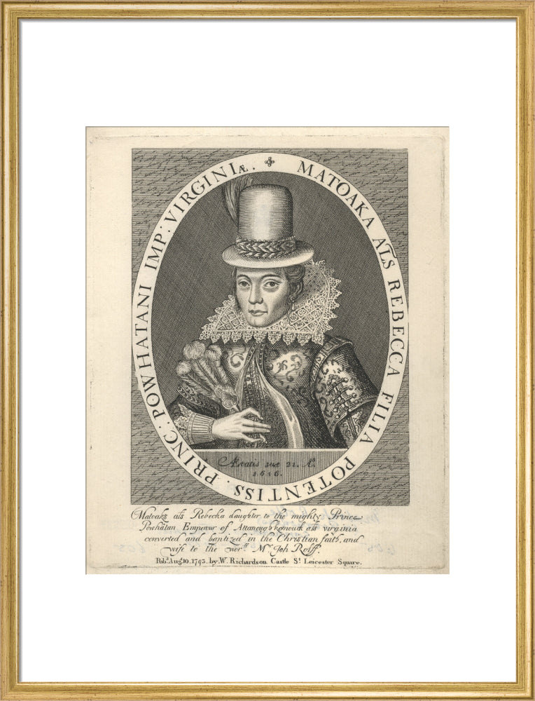 Pocahontas portrait print (art print, large, gold frame)