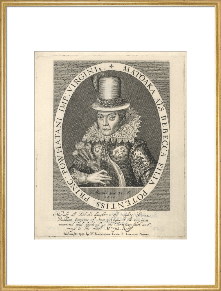 Pocahontas portrait print (art print, extra large, gold frame)