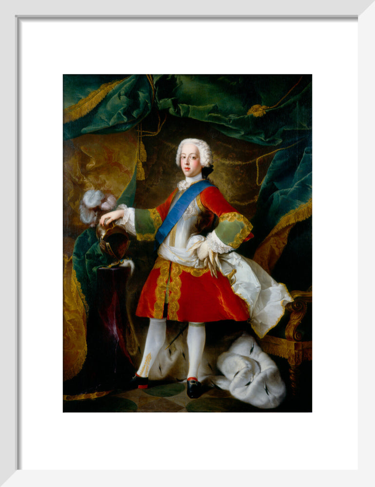 Prince charles edward stuart portrait print (art print, small, white frame)