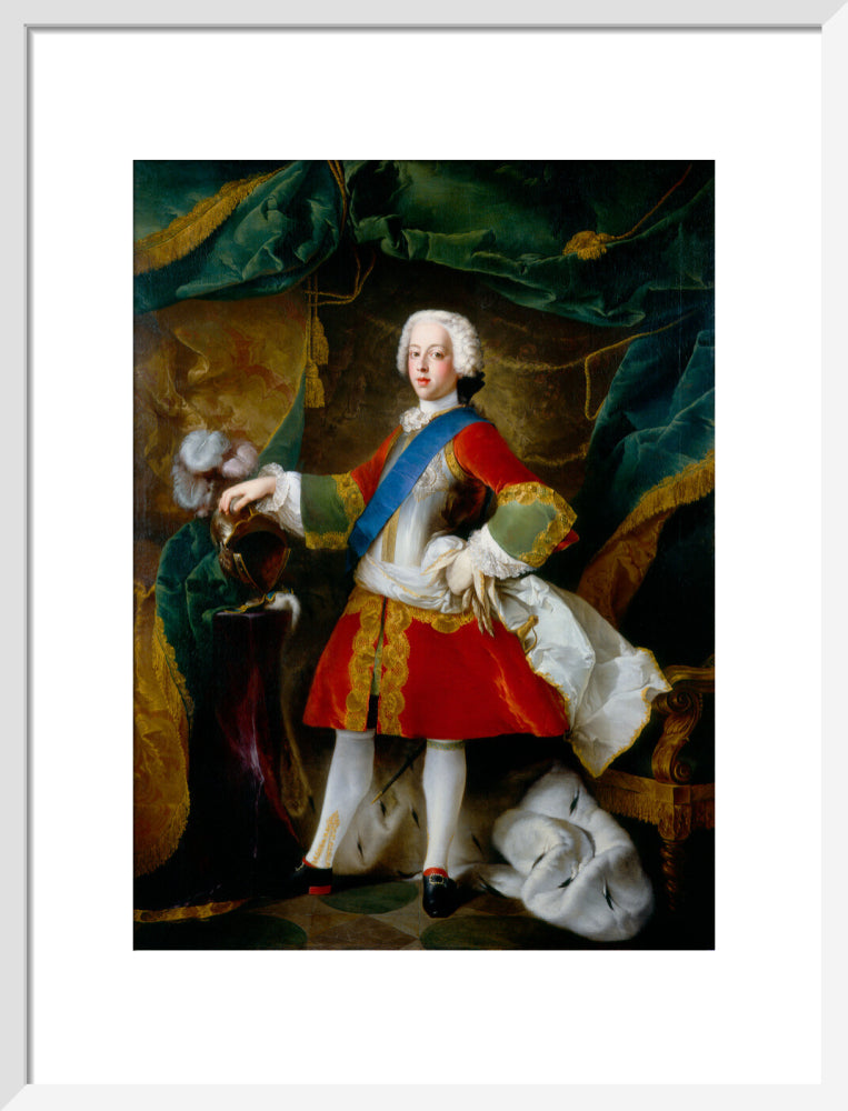 Prince charles edward stuart portrait print (art print, medium, white frame)