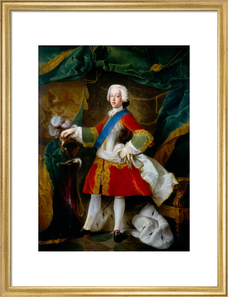 Prince charles edward stuart portrait print (art print, medium, gold frame)