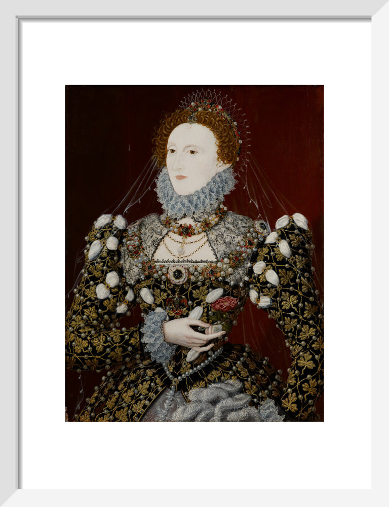 Queen elizabeth i portrait print (art print, small, white frame)