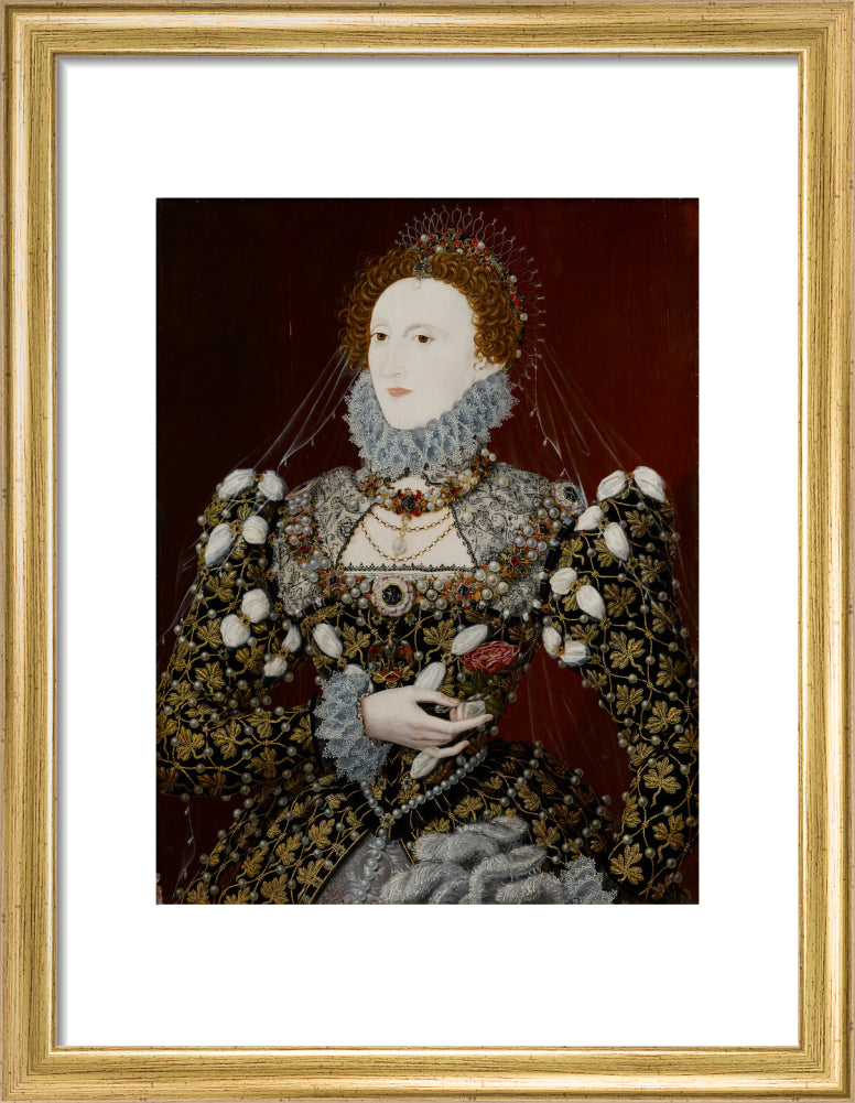 Queen elizabeth i portrait print (art print, small, gold frame)