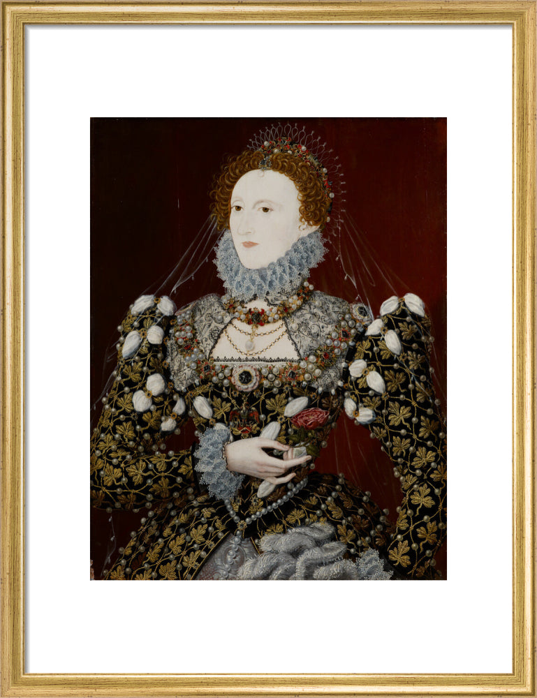 Queen elizabeth i portrait print (art print, medium, gold frame)