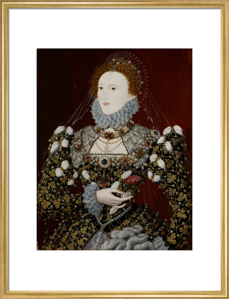 Queen elizabeth i portrait print (art print, large, gold frame)