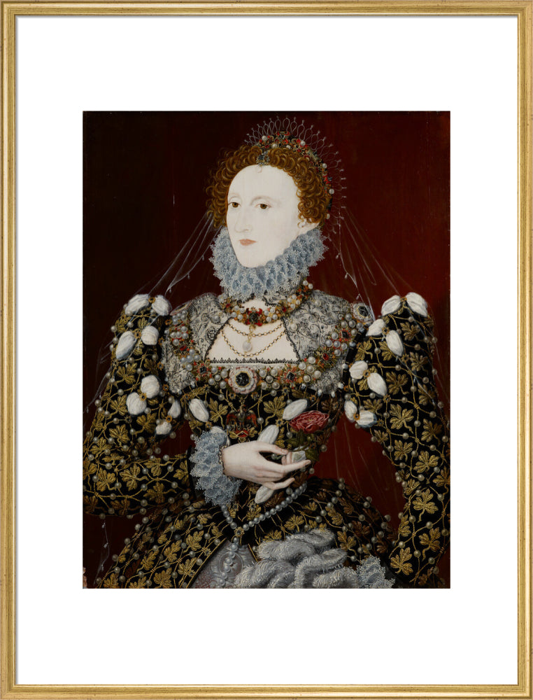 Queen elizabeth i portrait print (art print, extra large, gold frame)