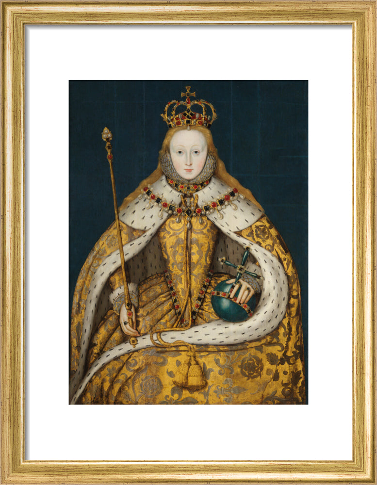 Queen elizabeth i portrait print (art print, small, gold frame)