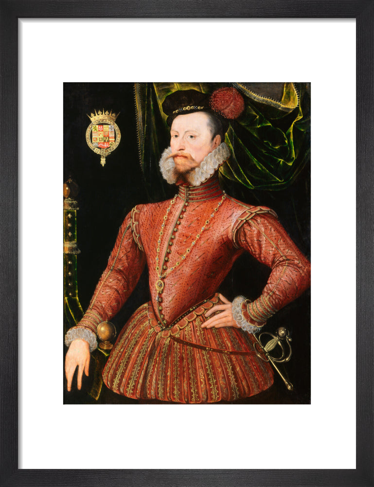 Robert dudley, earl of leicester portrait print (art print, small, black frame)