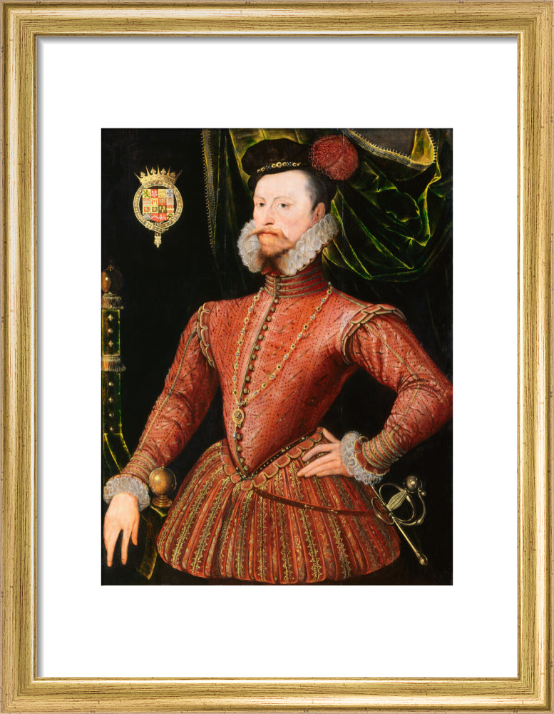 Robert dudley, earl of leicester portrait print (art print, small, gold frame)