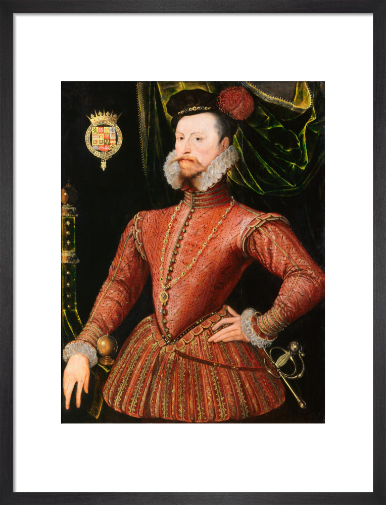 Robert dudley, earl of leicester portrait print (art print, medium, black frame)