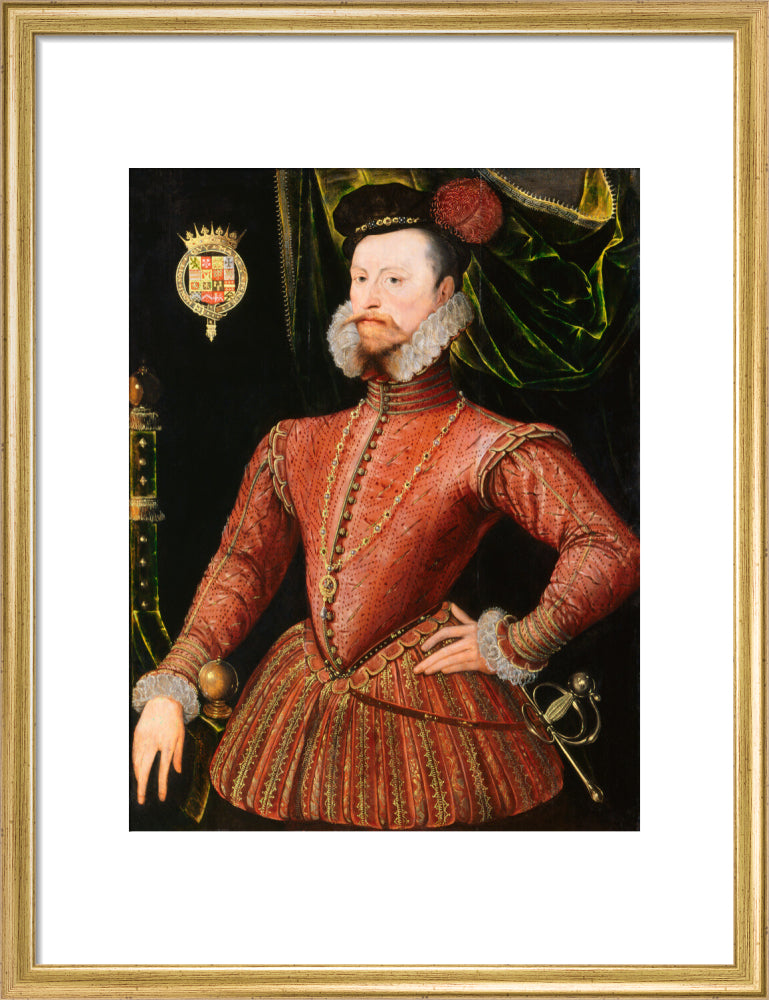 Robert dudley, earl of leicester portrait print (art print, medium, gold frame)
