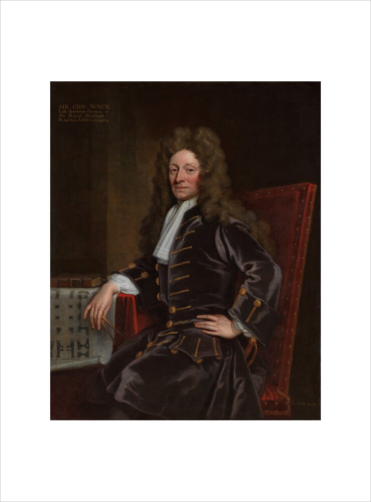 Sir christopher wren portrait print (art print, small, no frame)