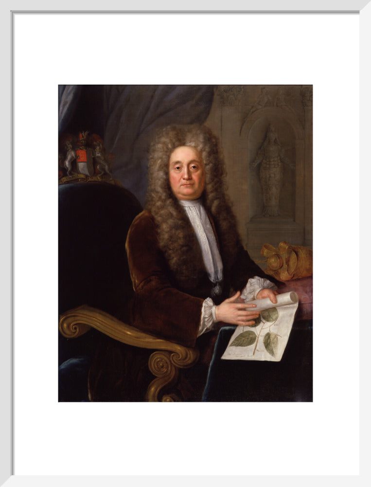 Sir hans sloane, bt portrait print (art print, medium, white frame)