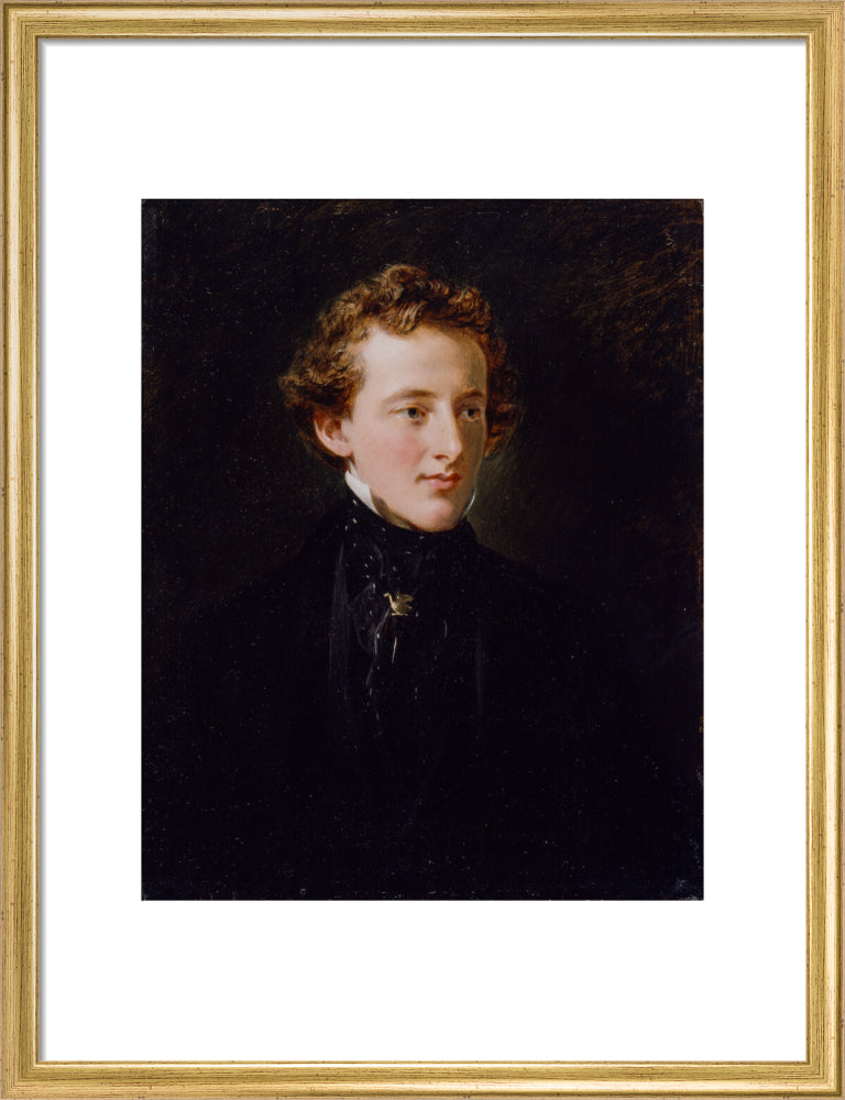 Sir john everett millais, 1st bt portrait print (art print, medium, gold frame)