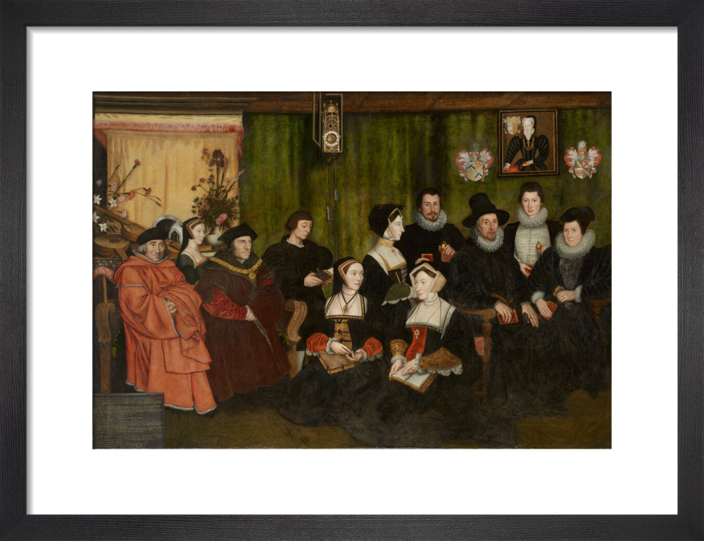 Sir thomas more, his father, his household and his descendants portrait print (art print, small, black frame)