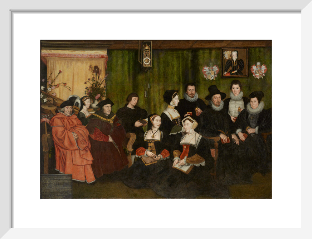 Sir thomas more, his father, his household and his descendants portrait print (art print, small, white frame)