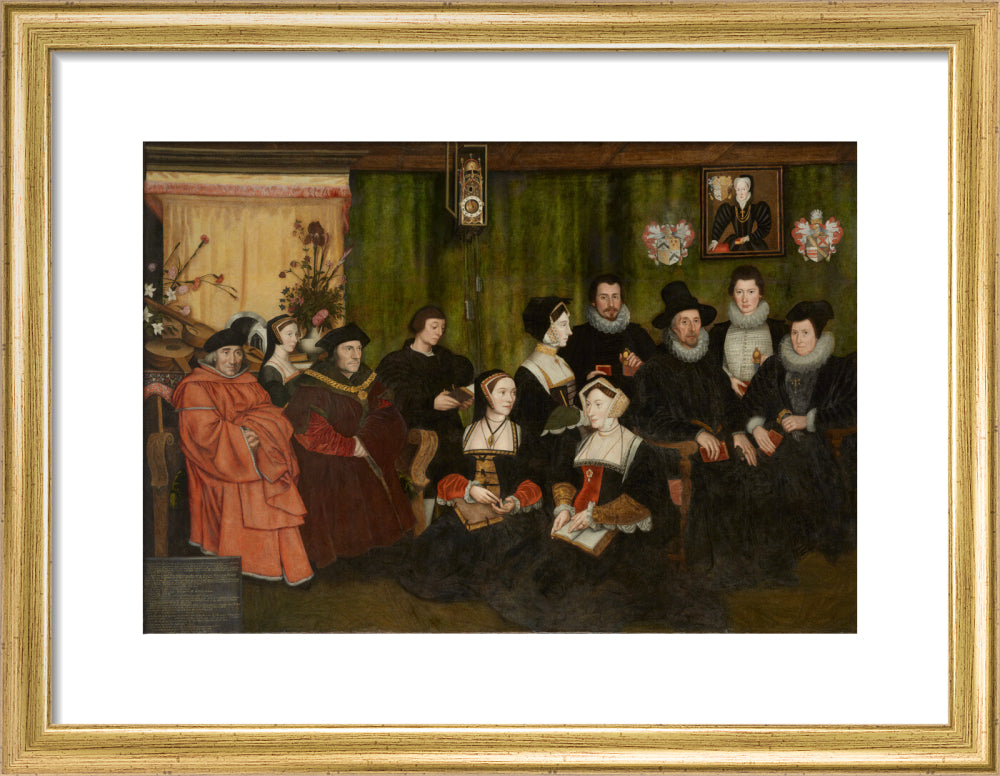 Sir thomas more, his father, his household and his descendants portrait print (art print, small, gold frame)
