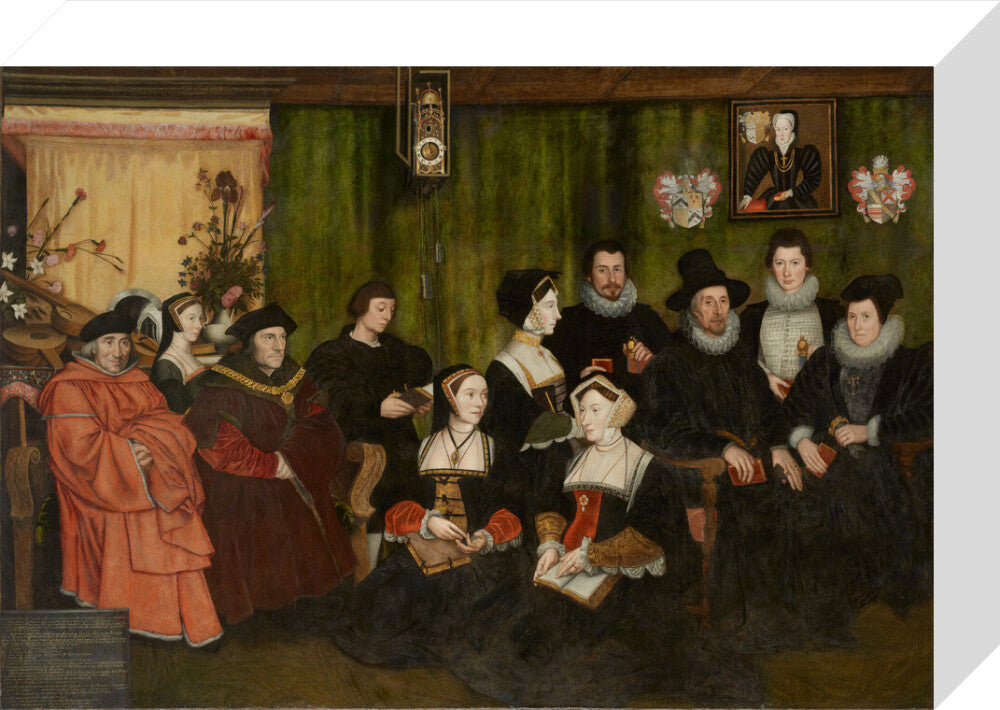 Sir thomas more, his father, his household and his descendants portrait print (stretched canvas, small, no frame)