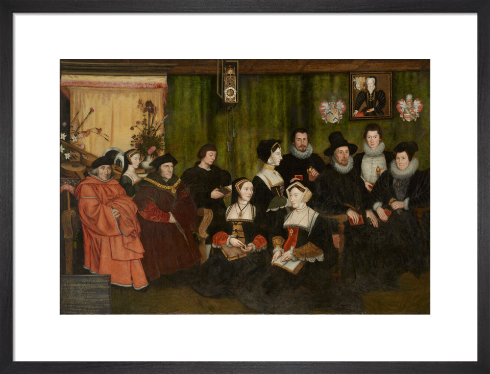 Sir thomas more, his father, his household and his descendants portrait print (art print, medium, black frame)