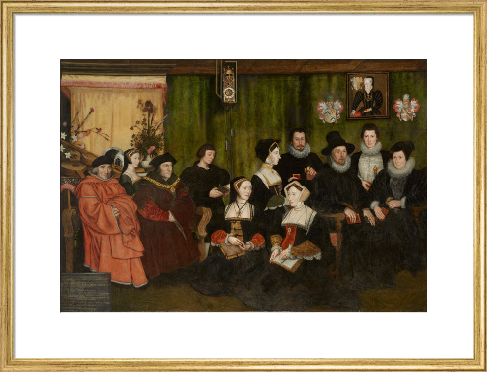 Sir thomas more, his father, his household and his descendants portrait print (art print, large, gold frame)