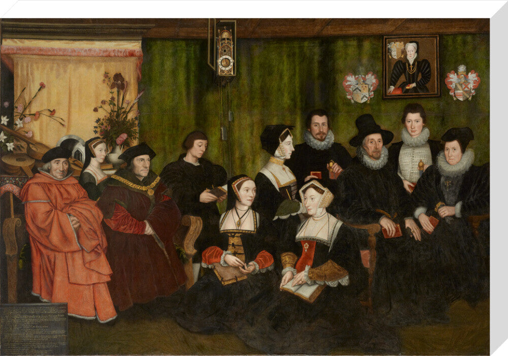 Sir thomas more, his father, his household and his descendants portrait print (stretched canvas, large, no frame)
