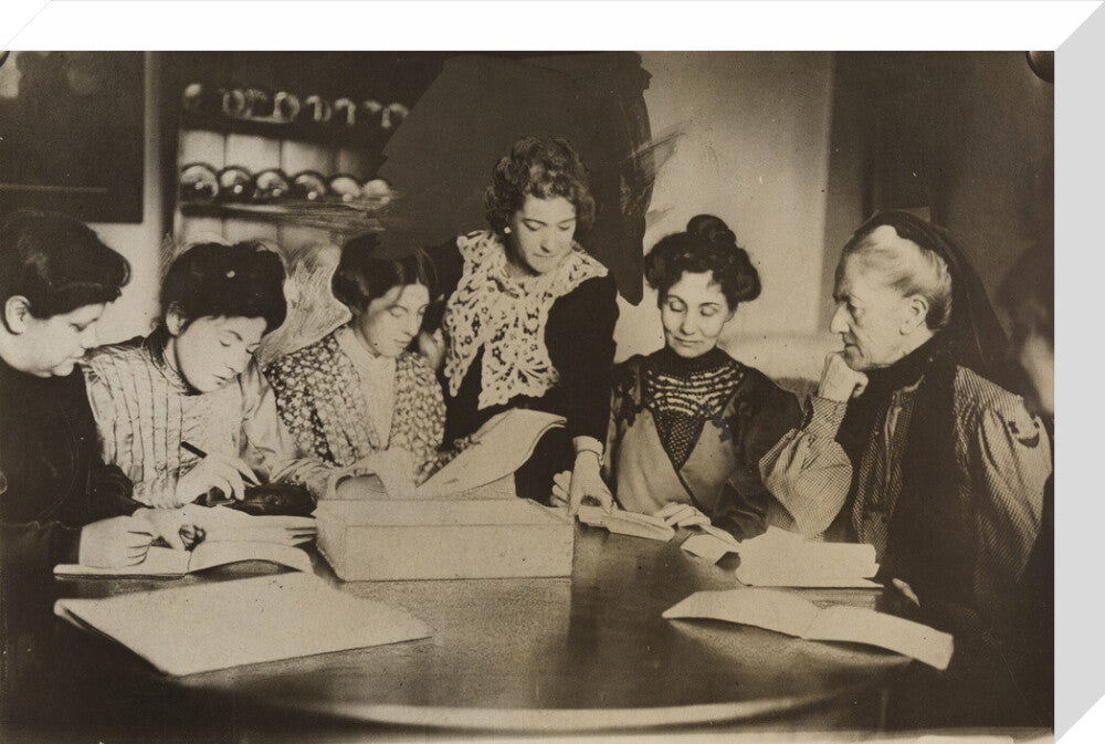 Suffragette committee meeting portrait print (stretched canvas, medium, no frame)