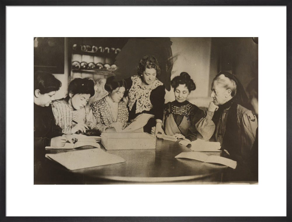 Suffragette committee meeting portrait print (art print, large, black frame)