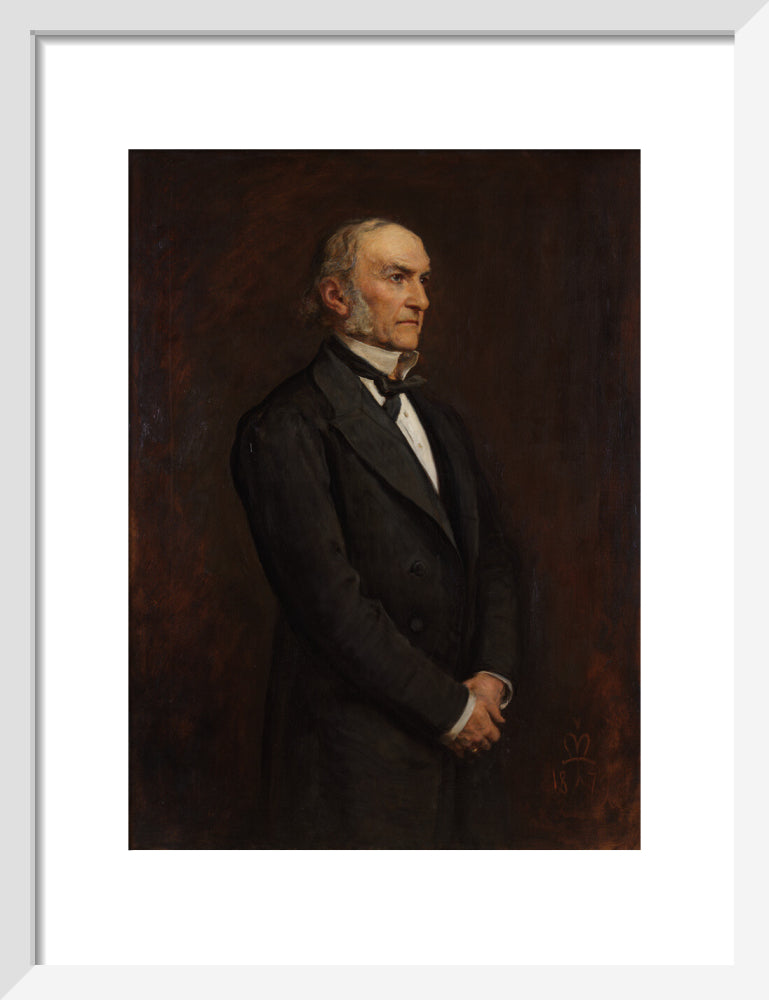 William ewart gladstone portrait print (art print, small, white frame)