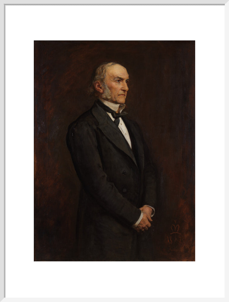William ewart gladstone portrait print (art print, extra large, white frame)