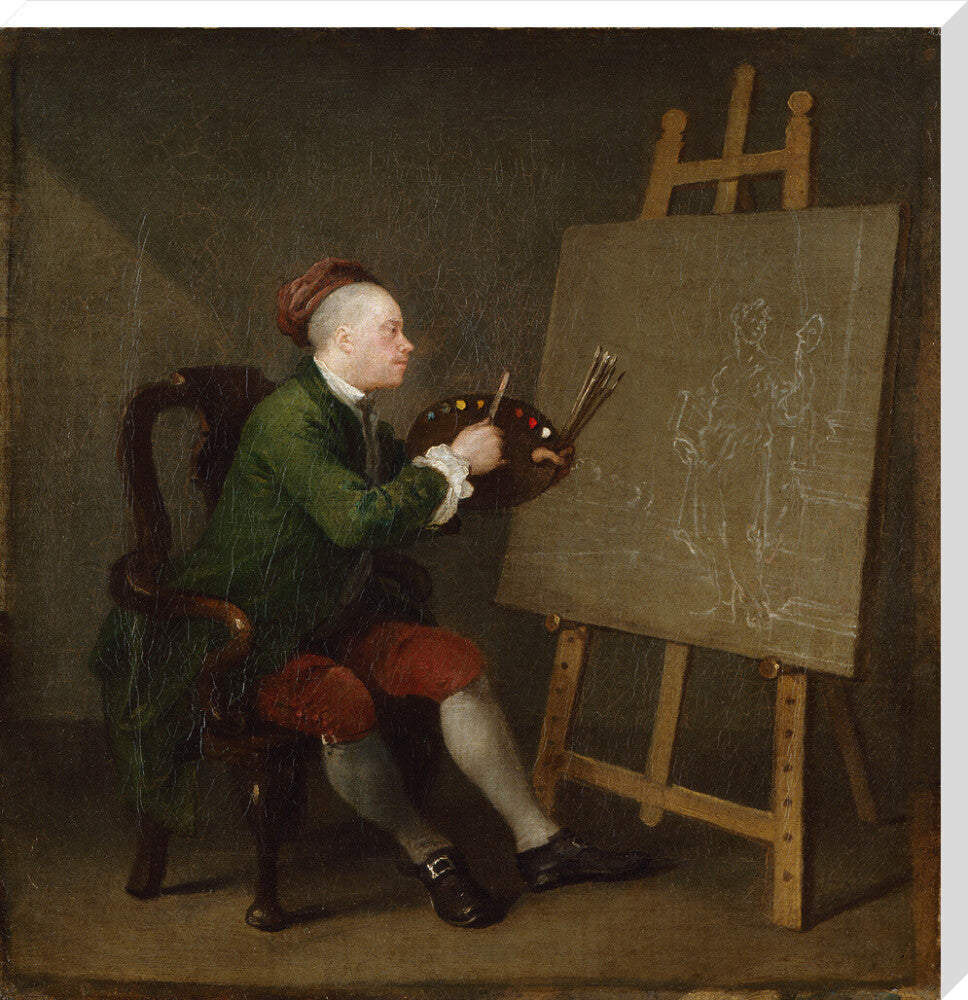 William hogarth portrait print (stretched canvas, extra large, no frame)