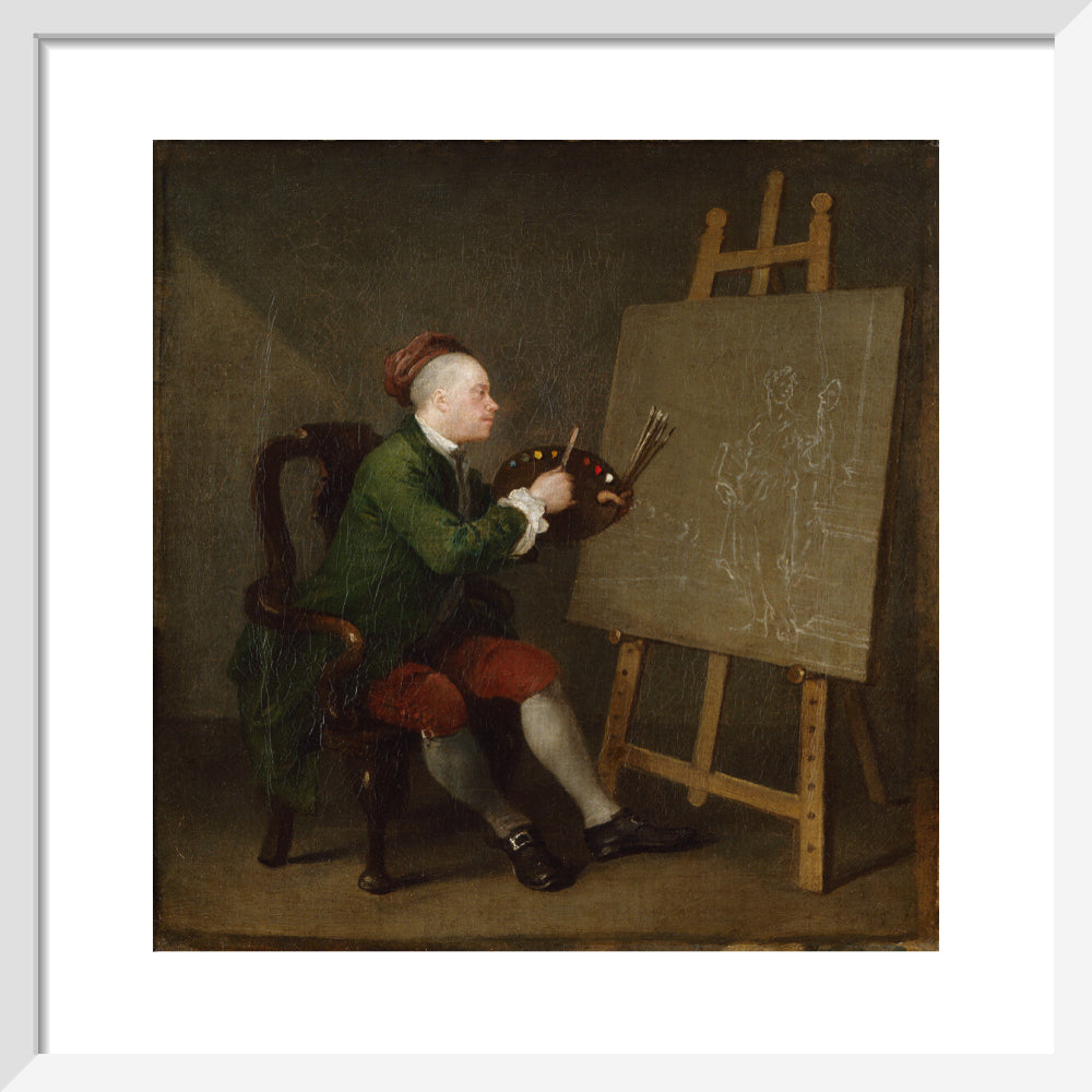 William hogarth portrait print (art print, small, white frame)