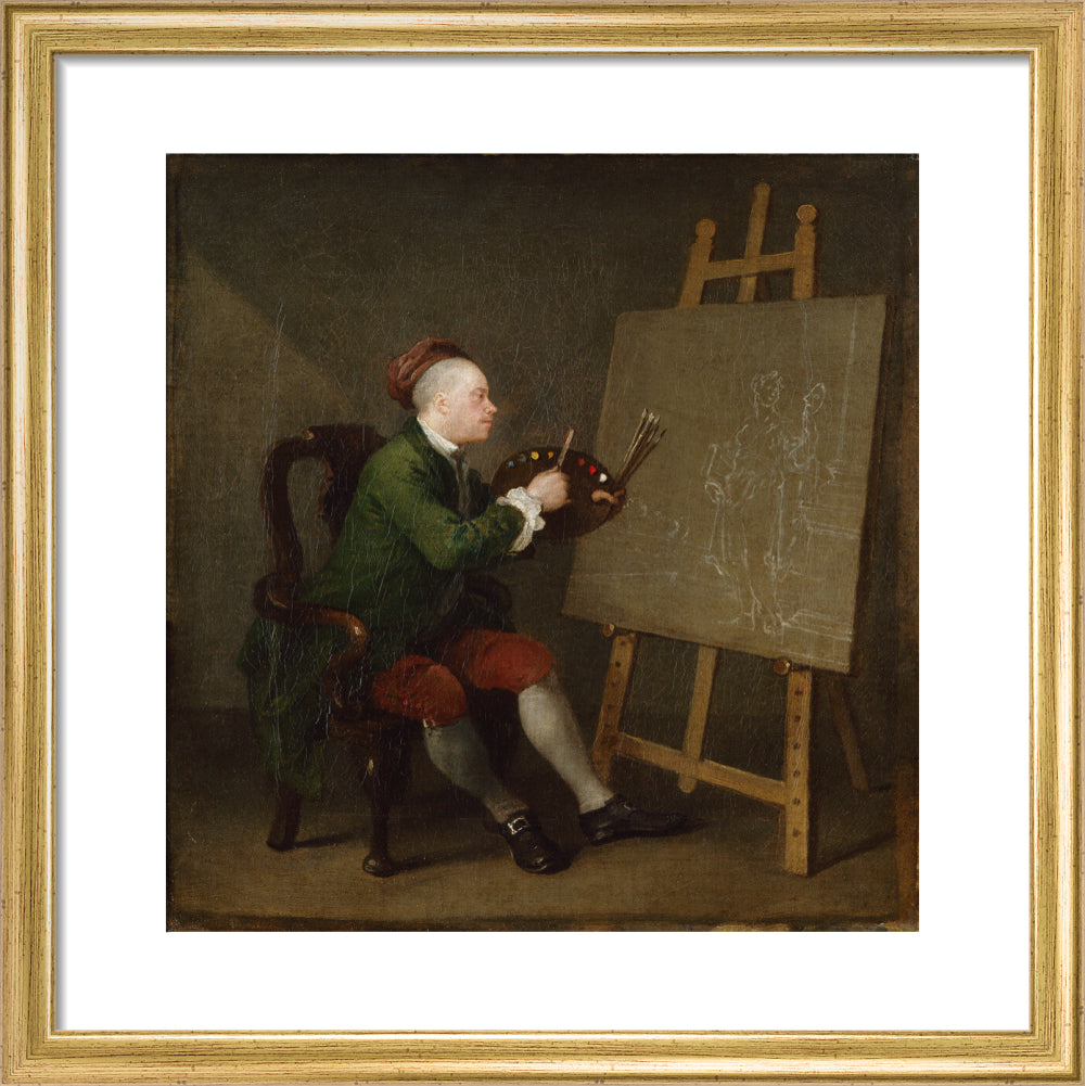 William hogarth portrait print (art print, small, gold frame)