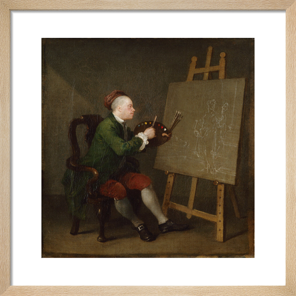 William hogarth portrait print (art print, small, natural frame)