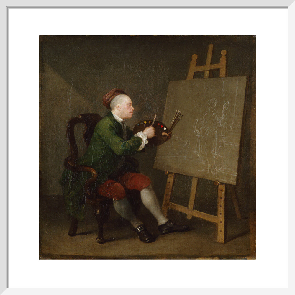 William hogarth portrait print (art print, medium, white frame)