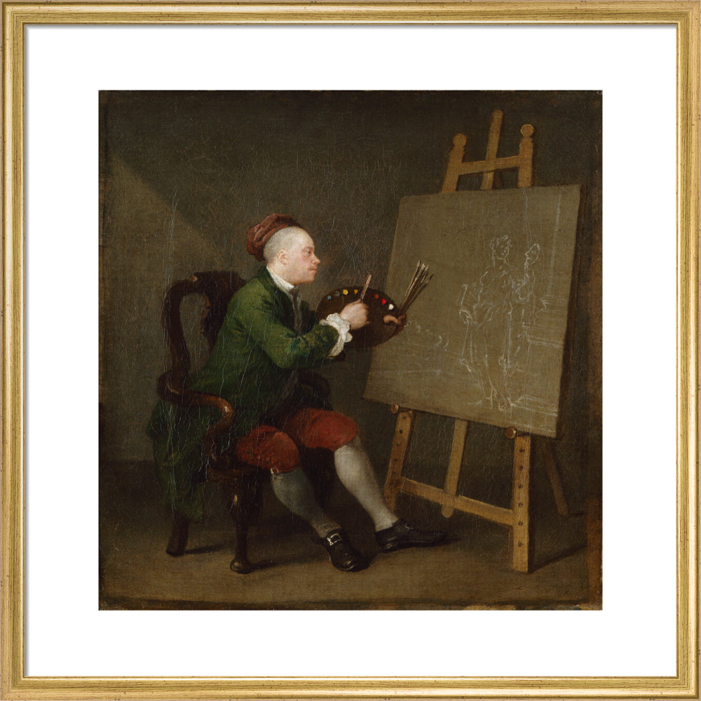 William hogarth portrait print (art print, medium, gold frame)