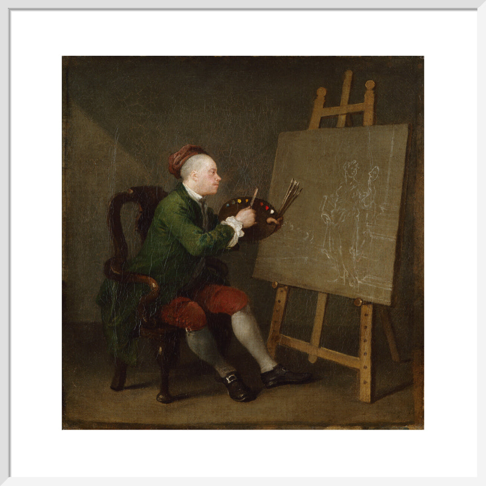 William hogarth portrait print (art print, large, white frame)