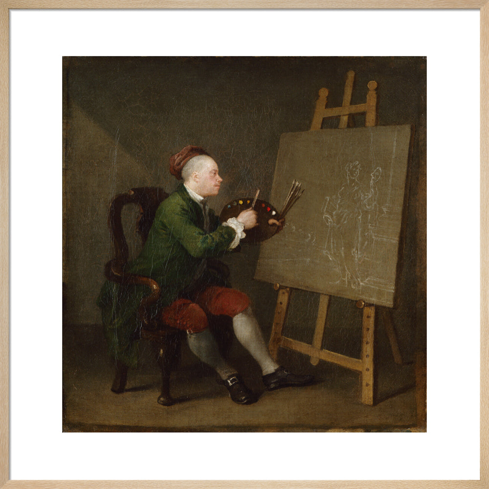 William hogarth portrait print (art print, large, natural frame)