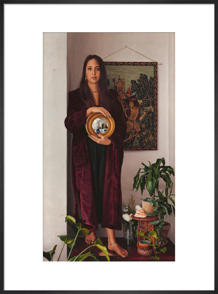 Double portrait with mirror (art print, large, black frame)