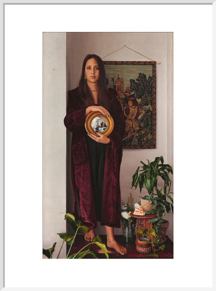 Double portrait with mirror (art print, large, white frame)