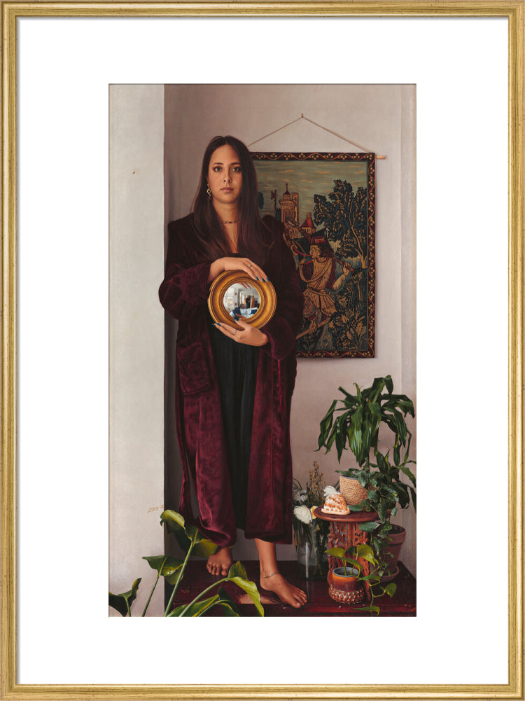 Double portrait with mirror (art print, large, gold frame)