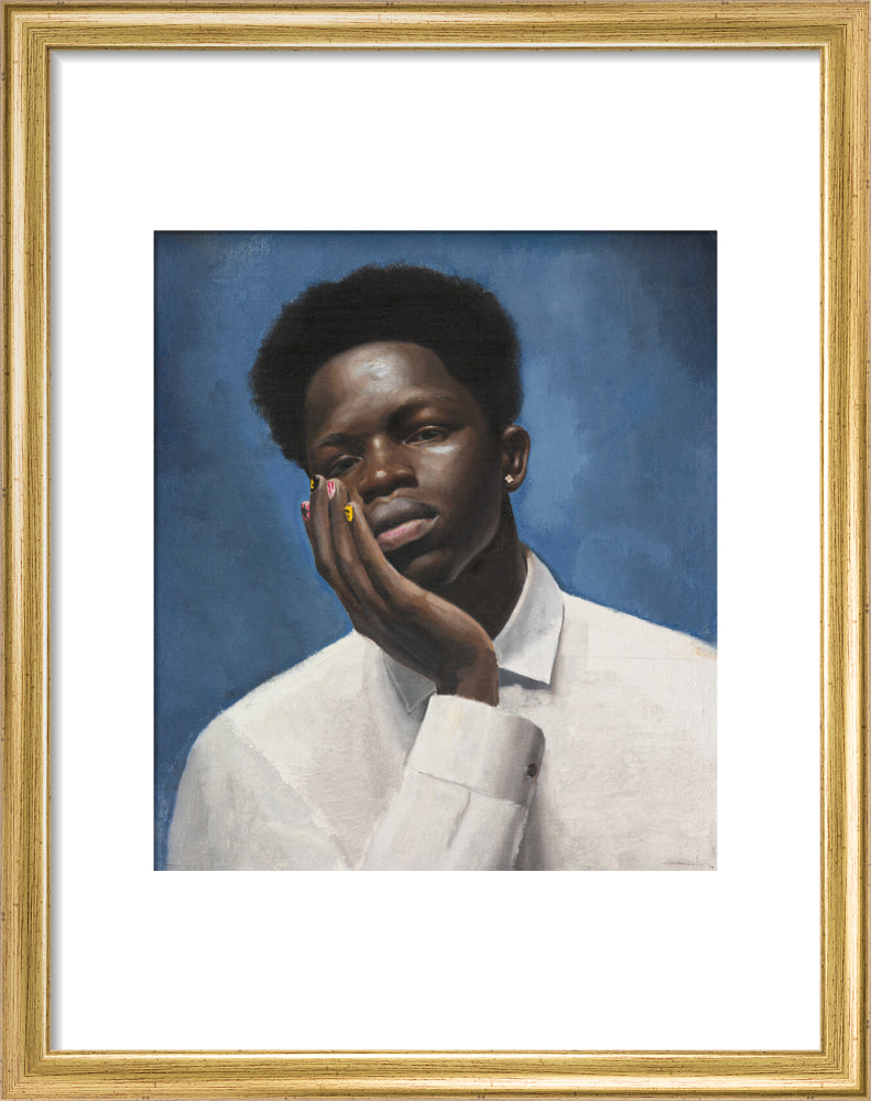 Sheikh in blue (art print, small, gold frame)