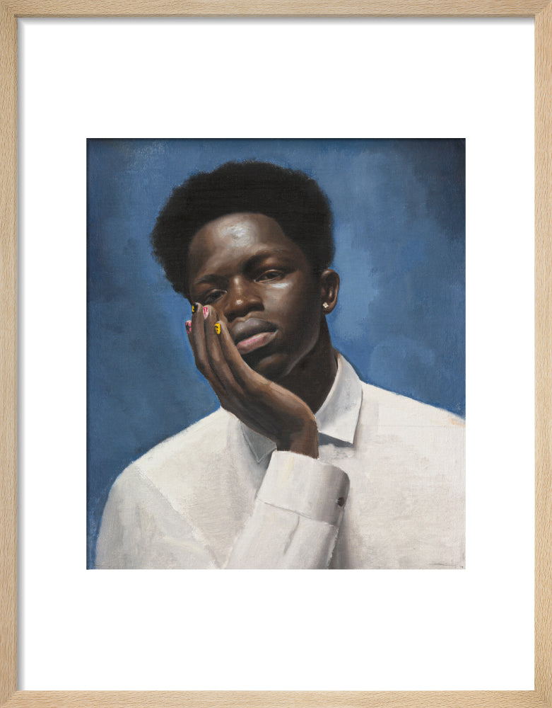 Sheikh in blue (art print, small, natural frame)