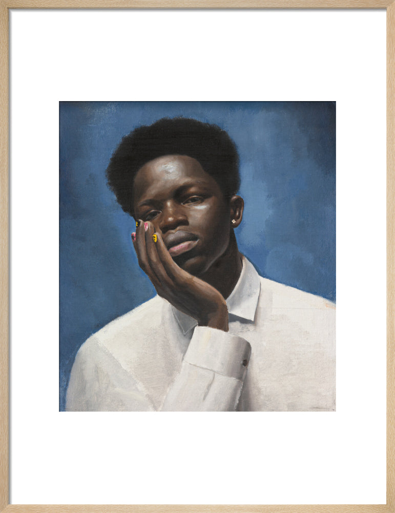 Sheikh in blue (art print, medium, natural frame)