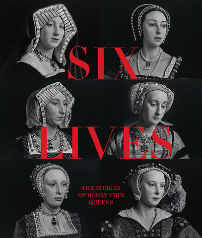 Six Lives book cover featuring black and white imagery of six queens.