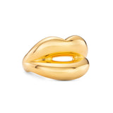 Off-centre view of Hotlips ring in gold