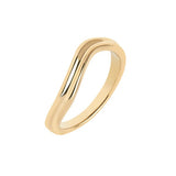 Slim gold ring with a wave in the band.