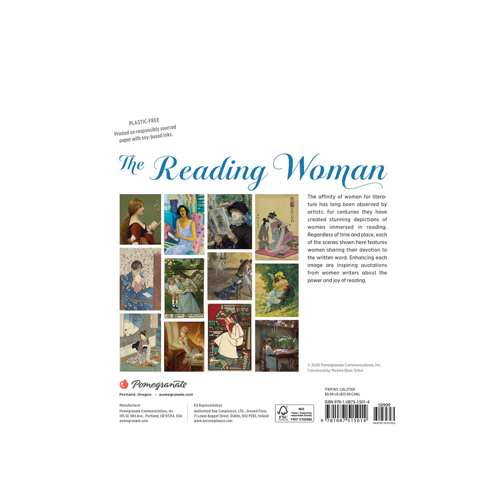 The reading woman 2027 mini calendar back