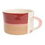 Three toned mug in red, beige and pink. 